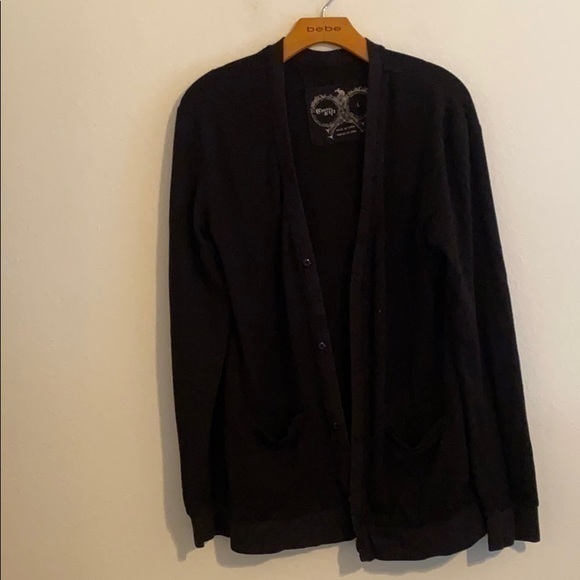 CHARLES & 1/2 SOLID BLACK CARDIGAN SIZE LARGE - Picture 1 of 3